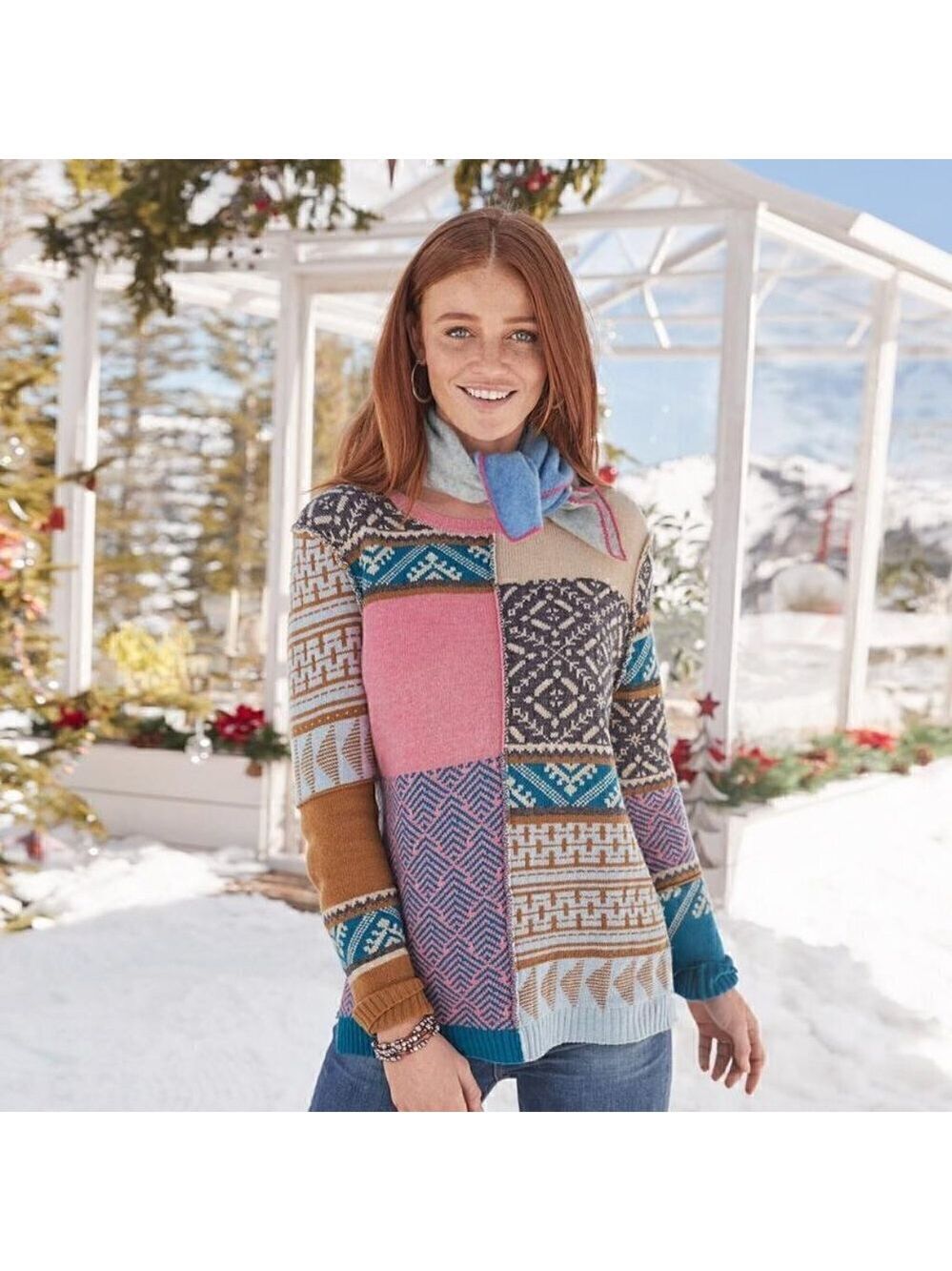 Sundance Fields of Fair Patchwork Multicolored Sweater Alpaca Wool Size Medium - Picture 2 of 6